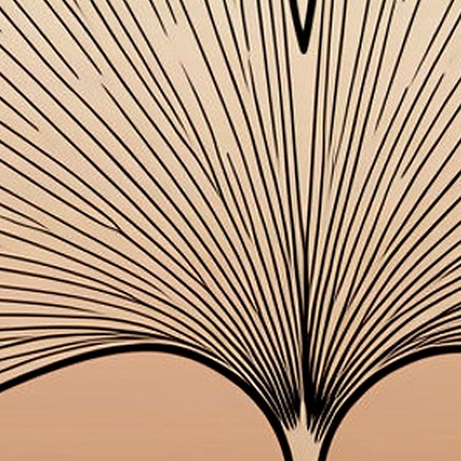Ausschnitt aus dem Ginkgo-Motiv: feine Linien des Blattfächers